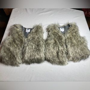 Girls faux fur vests. Bundle of 2. Size 5T. Like new. Twins or sisters or friend